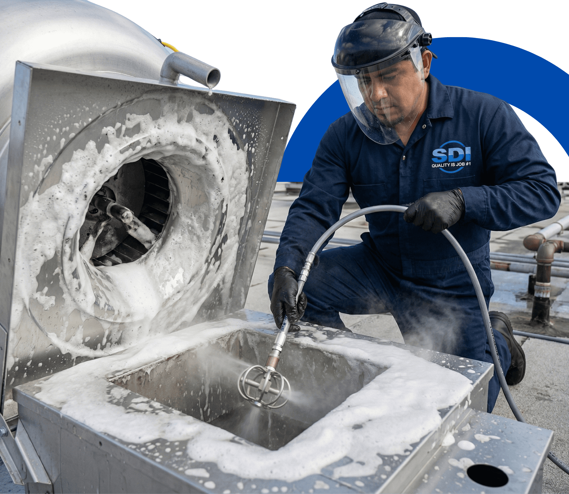 SDI Quality technician precision cleaning commercial kitchen exhaust equipment